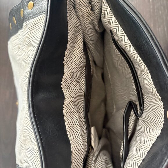 Steve Madden Black Leather Boho Studded Crossbody Bag Handbag - Picture 4 of 7